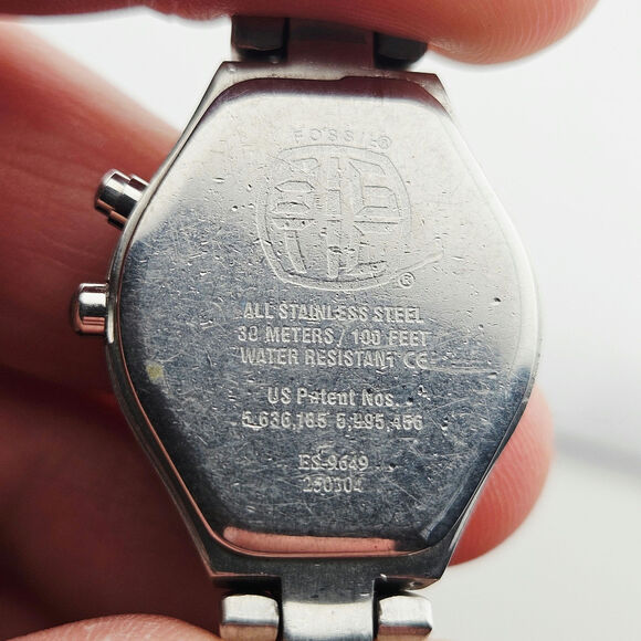 Fossil Women's BIG TIC Watch Dark Blue Dial Silver Link Band ES-9649 Classic - Picture 6 of 7